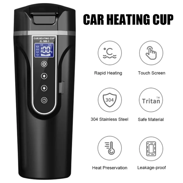 Portable LCD Display 450ML Water Warmer Bottle Stainless Steel Heat Preservation Car Heating Cup Electric Kettle 12V/24V - Image 10