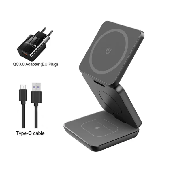 Wireless Charger 3 in 1 Foldable Magnetic Wireless Charging Station for iPhone 15 14 13 12 Pro Max Apple Watch 8 9 Charger - Image 10