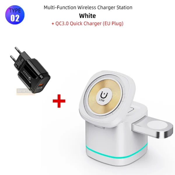 3 in 1 Transparent Magnetic 15W Wireless Charger Charger Stand For iPhone 14 13 12 ProMax Airpod Pro Watch 8 SE Charging Station - Image 9