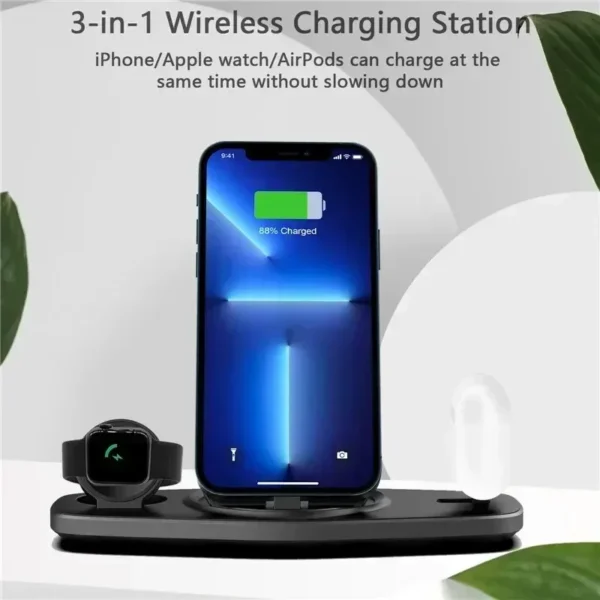 Foldable Wireless Charger Stand 3 in 1 for iPhone 16 15 14 13 Pro Max iWatch 8 7 Airpods Fast Charging Phone Holder Dock Station - Image 18