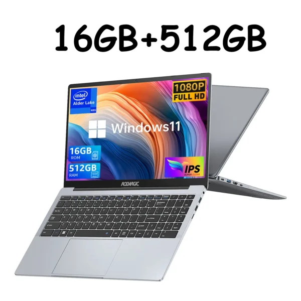 ACEMAGIC 15.6" Ultra Slim Laptop 16GB RAM 512GB SSD Intel N95 Notebook Gamer 1920*1080 Display Office Study Computer Windows 11 - Image 7