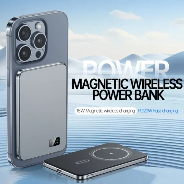 3 in 1 Power Bank For MagSafe,Thin Magnetic Wireless Powerbank 20W Portable External Battery For Apple Watch  iPhone 16 15 14 13 - Image 6