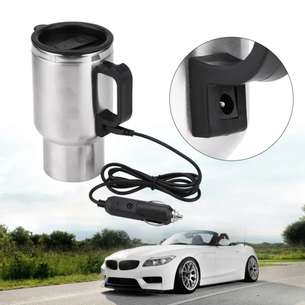 Camping Travel Kettle Water Coffee Milk Thermal Mug Vehicle Heating Cup Electric Heating Car Kettle 12V 450ml Stainless Steel - Image 6