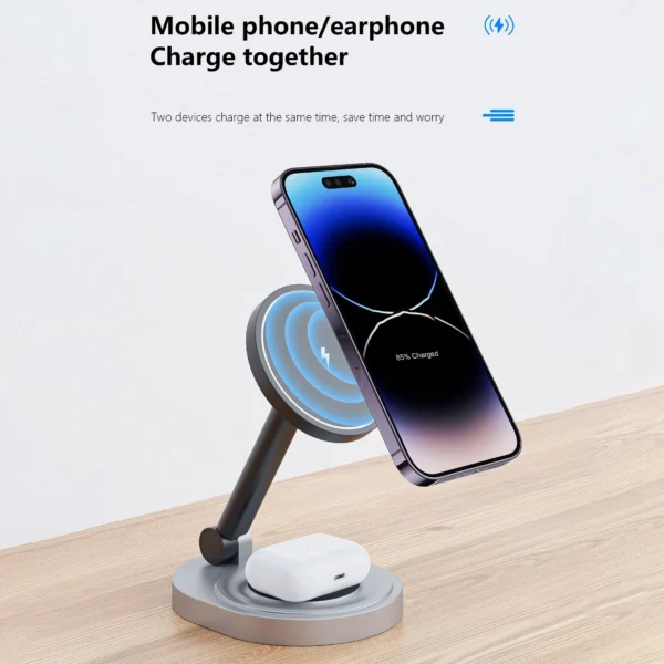 2 In 1 Magnetic Wireless Charger Stand Pad For iPhone 15 14 13 12 11 Pro Max 11 X Apple Watch Airpods Fast Charging Dock Station - Image 4