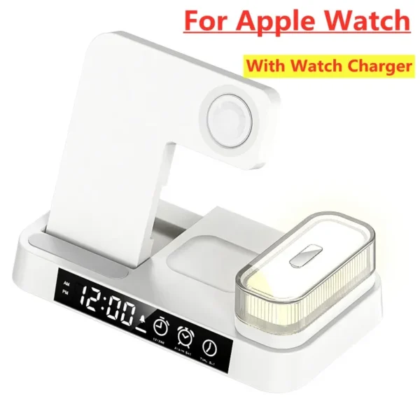 30W 3 In 1 Wireless Charger Stand Pad Alarm Clock Night Light Fast Charging Station Dock for iPhone Samsung Galaxy Watch IWatch - Image 8