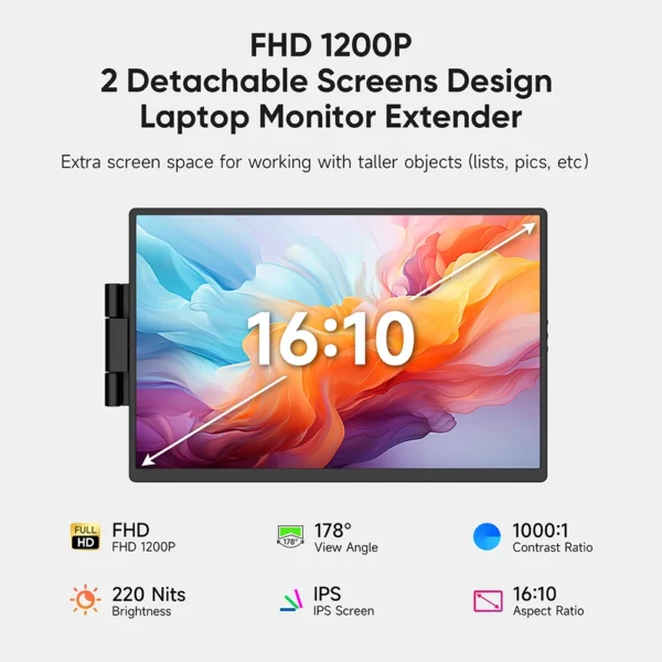 Dopesplay 14.1inch Portable Monitor 1200P FHD IPS Triple Dual Screen Extender display For PC Switch Gaming Mac Laptop to 17.3“ - Image 3