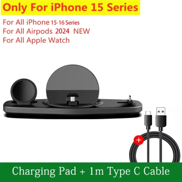 Foldable Wireless Charger Stand 3 in 1 for iPhone 16 15 14 13 Pro Max iWatch 8 7 Airpods Fast Charging Phone Holder Dock Station - Image 10