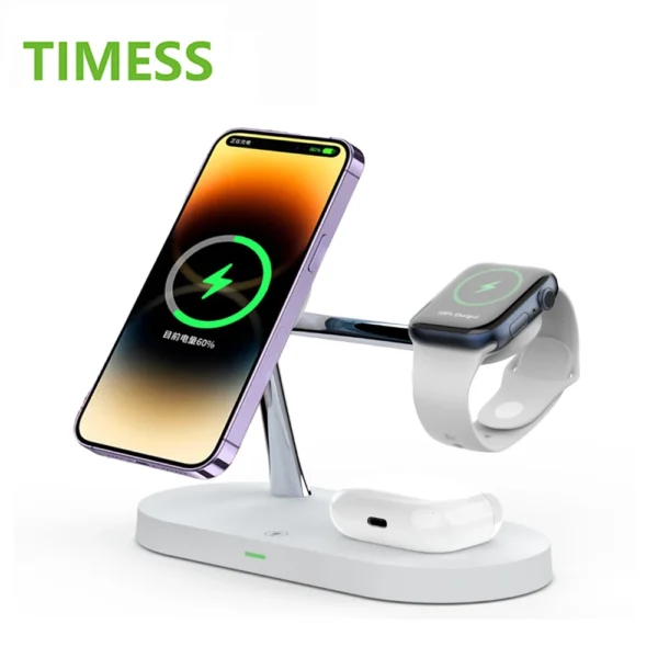 3 in 1 Wireless Charger Stand For iPhone 12 13 14 15 16 Fast Charging Station for Apple Watch 10 9 8 7 6 5 4 Airpods 2 3 Pro - Image 6