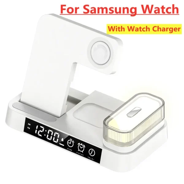 30W 3 In 1 Wireless Charger Stand Pad Alarm Clock Night Light Fast Charging Station Dock for iPhone Samsung Galaxy Watch IWatch - Image 12