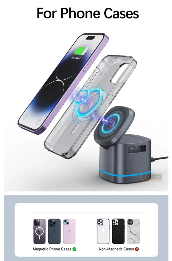 3 in 1 Transparent Magnetic 15W Wireless Charger Charger Stand For iPhone 14 13 12 ProMax Airpod Pro Watch 8 SE Charging Station - Image 16